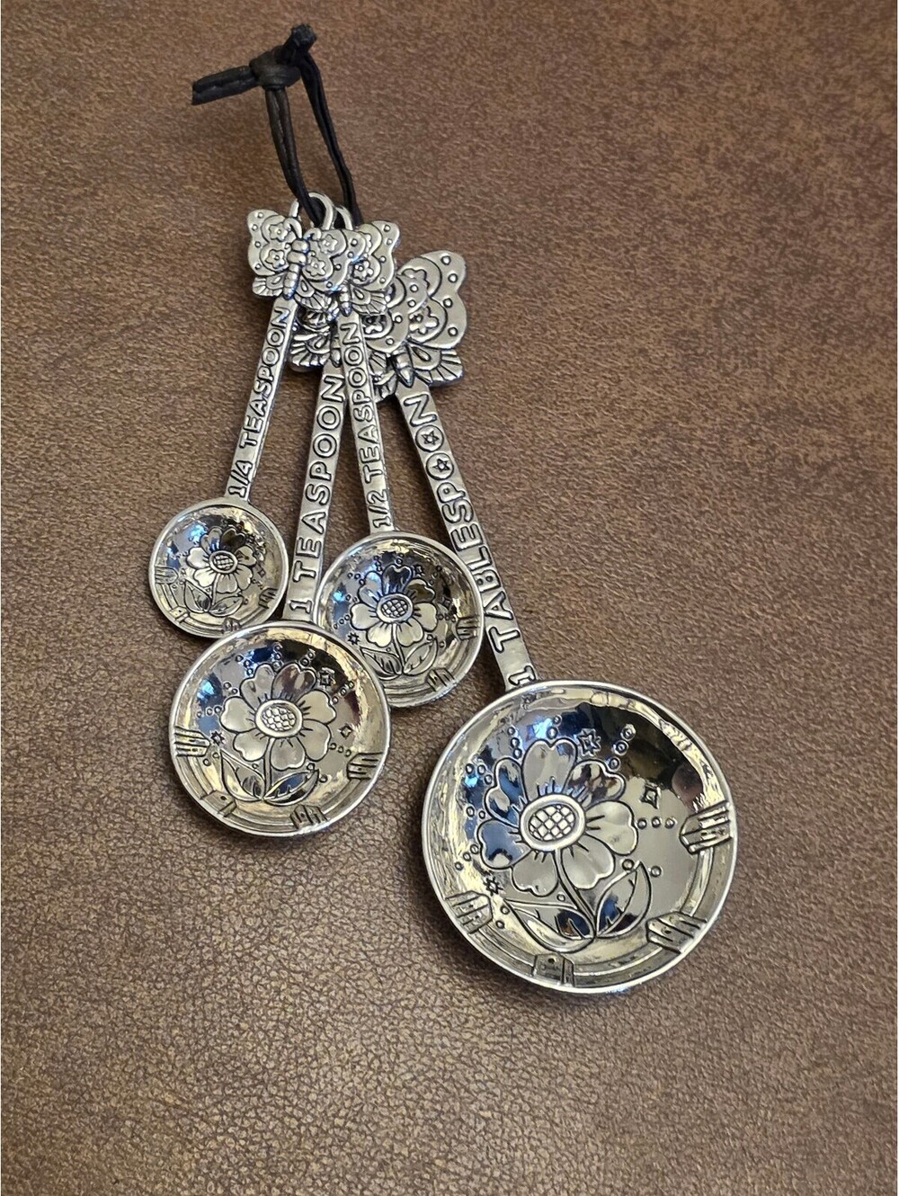 Ganz Embossed Measuring Spoons Butterflies Flowers Set of 4